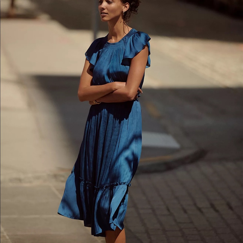 Anthropologie Dodie Flutter-sleeved Midi Dress